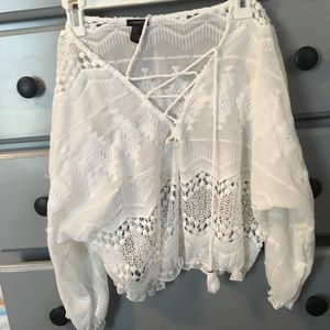 White lace up top